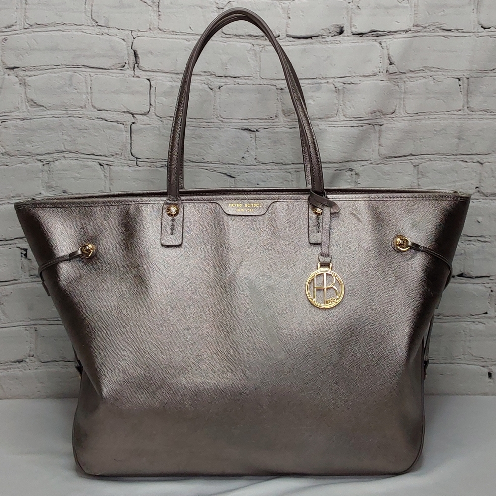 HENRI BENDEL LARGE 'METALLIC' LEATHER TOTE BAG STUDDED SIDES - Picture 16 of 16